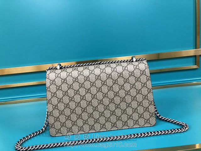 Gucci古馳包包 G家新款女包 款號:400249 古奇卡其色鏈條單肩斜挎包 Gucci中號酒神包  gdj1340